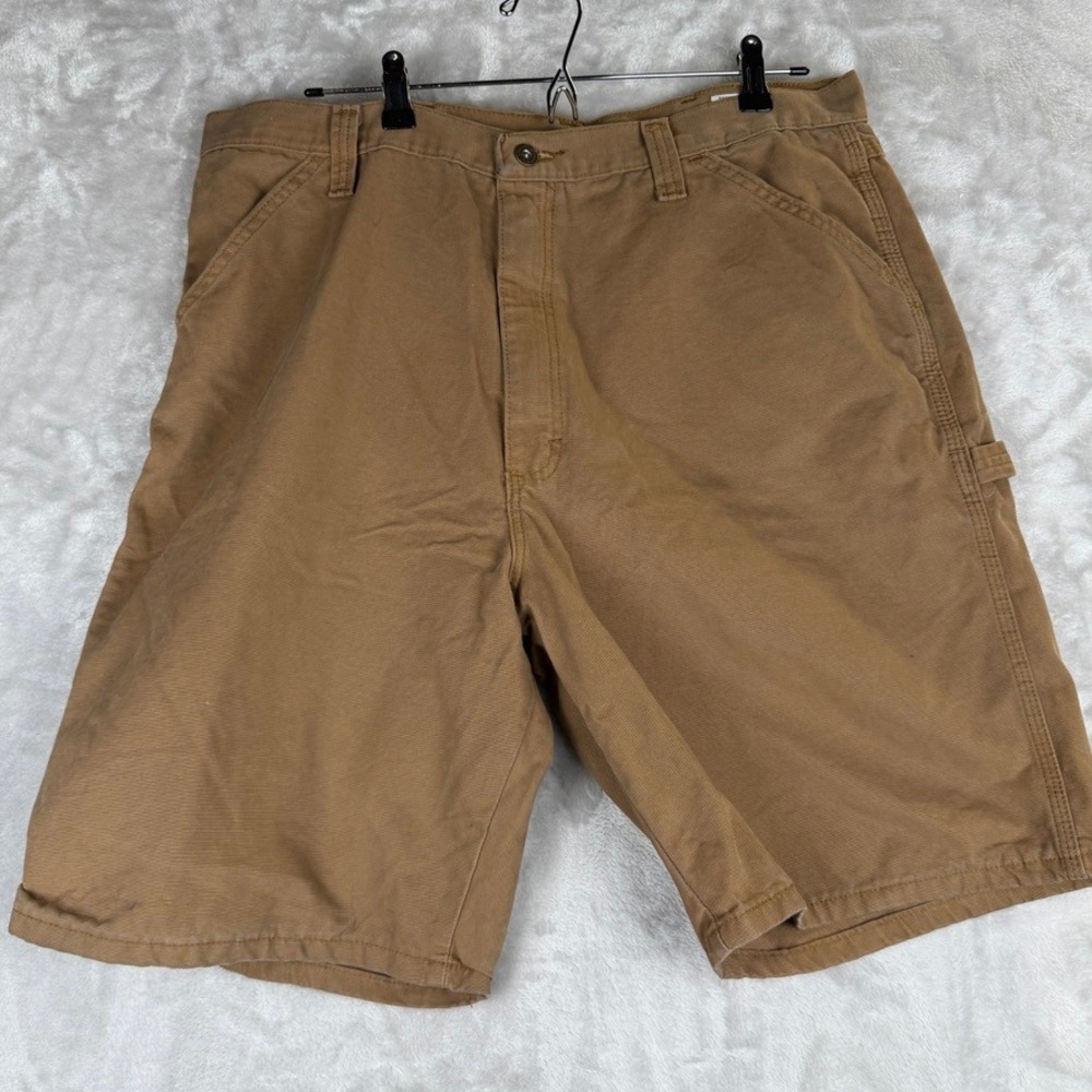 Wrangler Mens 38 Utility Canvas Carpenter‎ Shorts Tan Workwear Casual